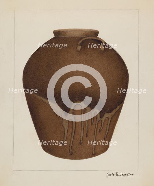 Stoneware Jar, c. 1937. Creator: Annie B Johnston.