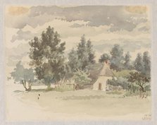 Landscape with farm surrounded by trees, 1866. Creator: Jan Striening.