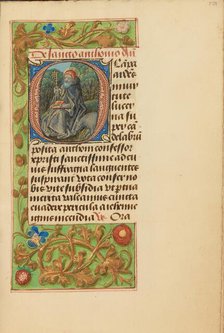 Initial O: Saint Anthony Abbot; Crohin-La Fontaine Hours, (about 1480-1485?). Creators: Master of the Dresden Prayer Book, Workshop of the Master of the Dresden Prayer Book.