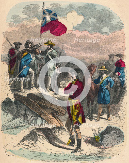 Planting of the Royal Flag on the Ruins of Fort Du Quesne, 1758. Artist: Unknown