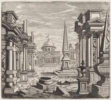 Architectural Fantasy with Obelisks, Ruins, and a Piazza, before 1753. Creator: Giuseppe Antonio Landi.