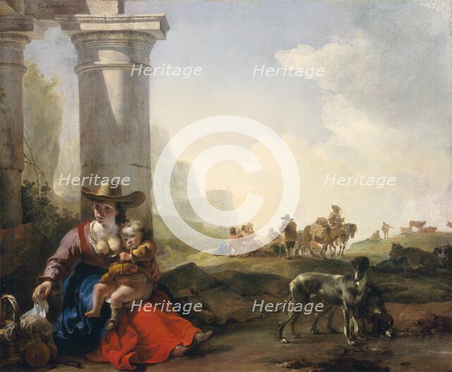 Italian Peasants among Ruins, c.between 1649 and 1650. Creator: Jan Baptist Weenix.