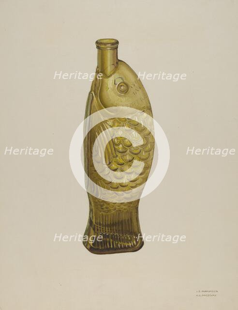 Fish Bitters Bottle, 1935/1942. Creator: Loraine Makimson.