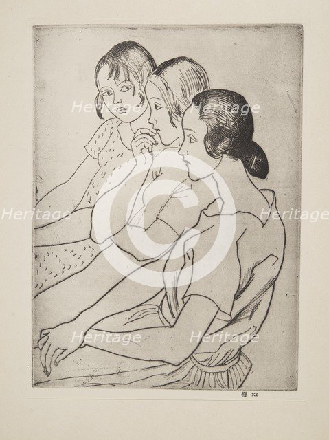 Country Girls, pub. 1927. Creator: Laura Knight (1877 - 1970).