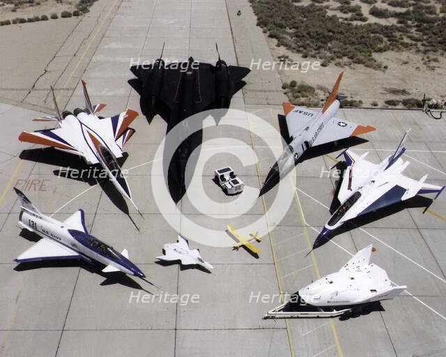 Dryden research aircraft fleet on ramp, USA, 1997.  Creator: NASA.