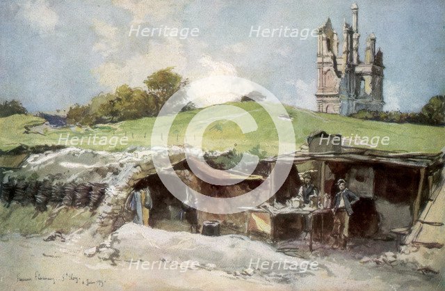 'Rescue station at Mont St Eloi', Artois, France, 6 June 1915 (1926). Artist: Francois Flameng
