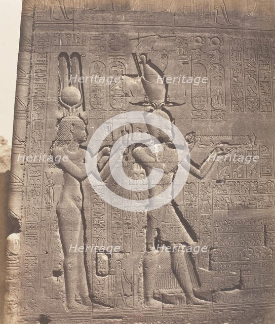 Dendérah (Tentyris), Temple d'Athôr - Face Postérieure - Cléopatre et ..., 1851-52, printed 1853-54. Creator: Félix Teynard.