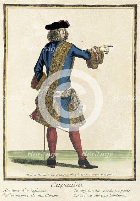 Recueil des modes de la cour de France, 'Capitaine', 1675-1685, bound 1703-1704. Creator: Henri Bonnart.
