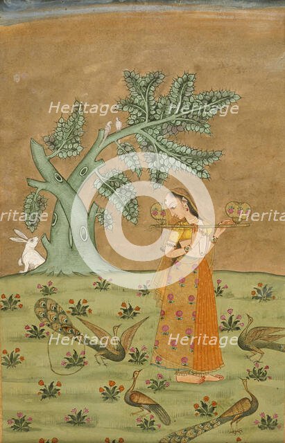 Sorathi Ragini, Wife of Megha Mallar Raga, Folio from a Ragamala (Garland of Melodies), c1750. Creator: Unknown.