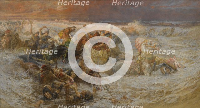 Pharaoh's Army Engulfed by the Red Sea. Artist: Bridgman, Frederick Arthur (1847-1928)