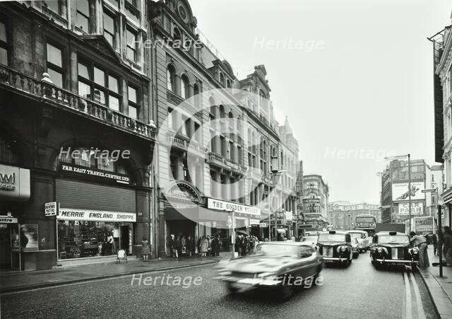 12-26 Shaftesbury Avenue, Westminster LB, London: looking to Piccadilly Circus, taxi, traffic, 1973. Creator: Unknown.