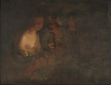 Young Woman with a Candlestick, Old Woman and a Violin Player, 1605-1656. Creators: Gerrit van Honthorst, Godfried Schalcken.