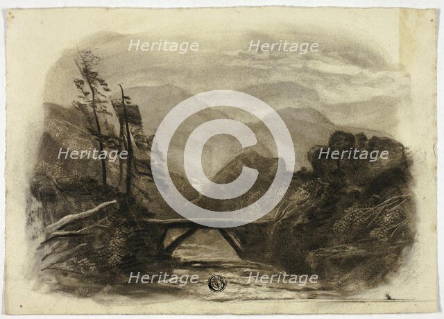 Mountain Stream with Small Bridge II, c. 1855. Creator: Elizabeth Murray.