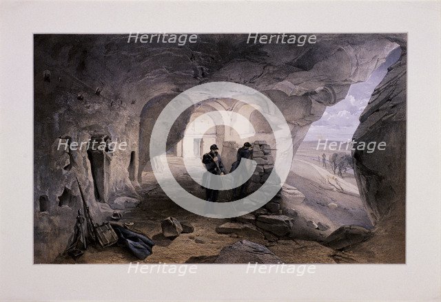 'Excavated Church in the Caverns at Inkermann Looking West', Crimea, Ukraine, 1855. Artist: Day & Son