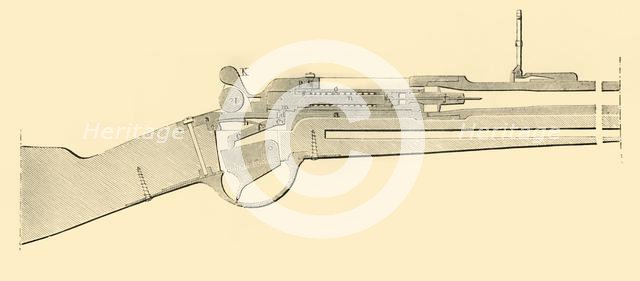 'Chassepot Breech-Loader - Longitudinal Vertical Section', c1872. Creator: Unknown.