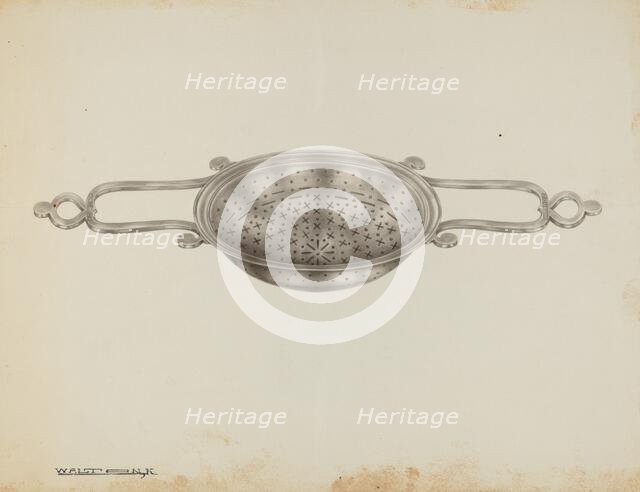 Silver Strainer, c. 1939. Creator: Kalamian Walton.