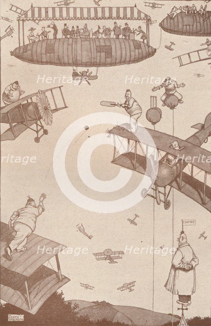 'An Aerial Cricket Match of the Future', c1918 (1919). Artist: W Heath Robinson.