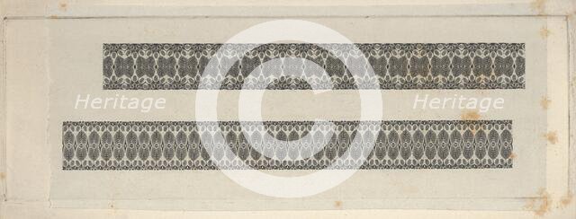 Banknote motifs: two bands of lathe work ornament, ca. 1824-42. Creator: Durand, Perkins & Co.