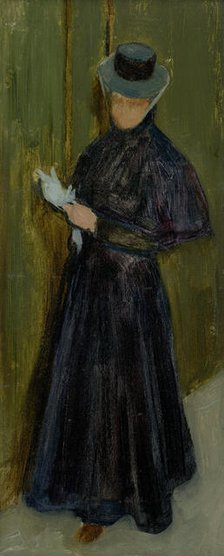 Woman in a long black dress, 1890-1898. Creator: Akos von Aranyossy.