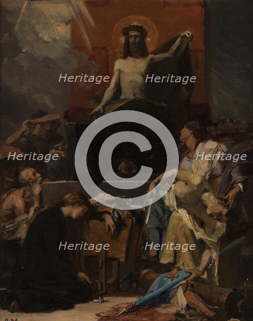 Esquisse pour l'église Saint-Nicolas-des-Champs : Le Christ Rédempteur, Le Christ..., c.1877. Creator: Albert Maignan.