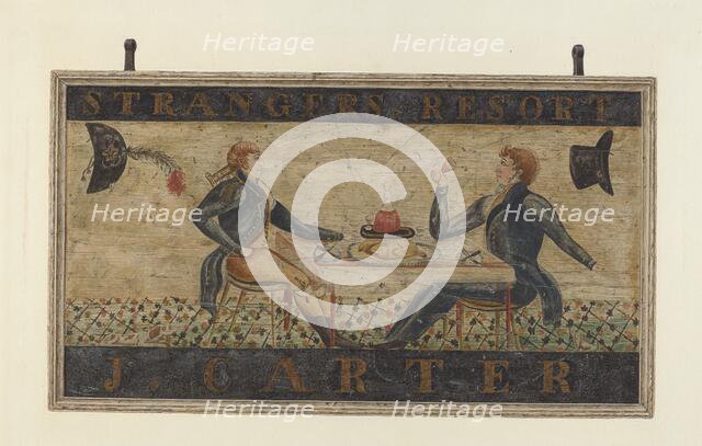 Inn Sign: "J. Carter" (recto), probably 1940. Creator: John Matulis.