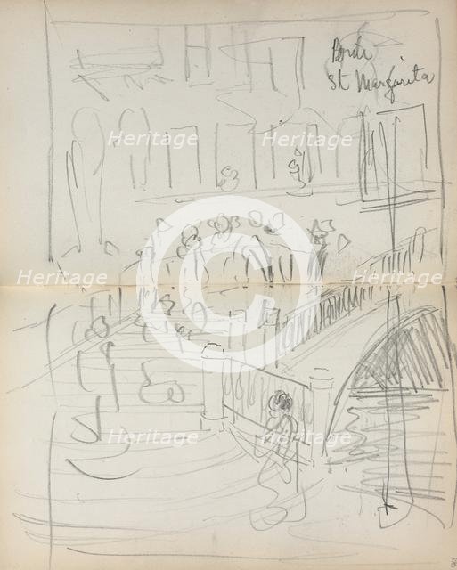 Italian Sketchbook: Bridge St. Margarita (page 67 & 68), 1898-1899. Creator: Maurice Prendergast (American, 1858-1924).