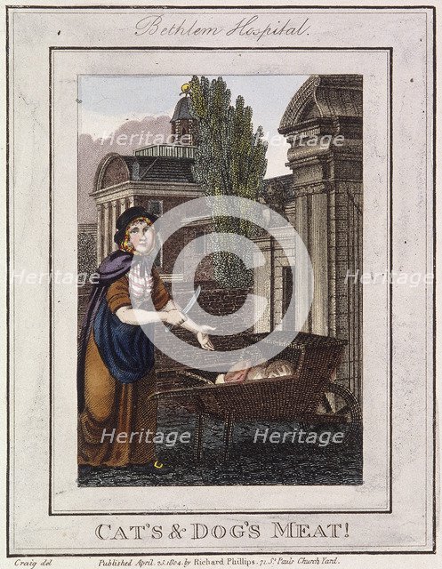 'Cat's and Dog's Meat!', Cries of London, 1804. Artist: Anon