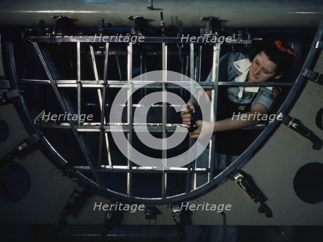 Helen Bray, who left school to become a mech..., Consolidated Aircraft Corp, Fort Worth, Texas, 1942 Creator: Howard Hollem.