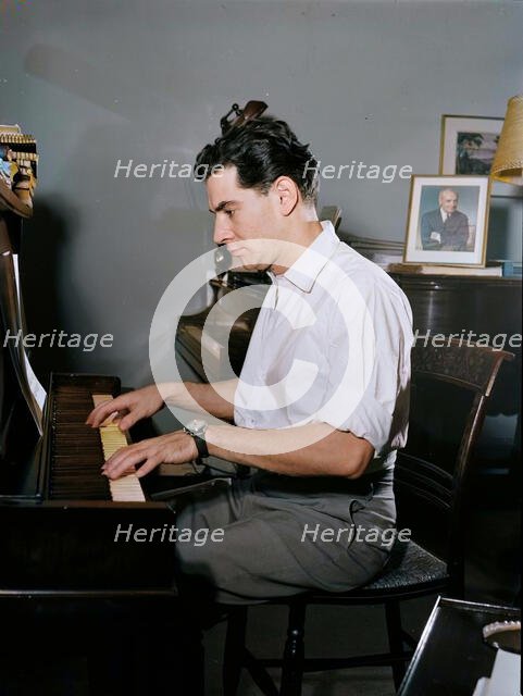 Portrait of Leonard Bernstein in his apartment, New York, N.Y., 1946. Creator: William Paul Gottlieb.
