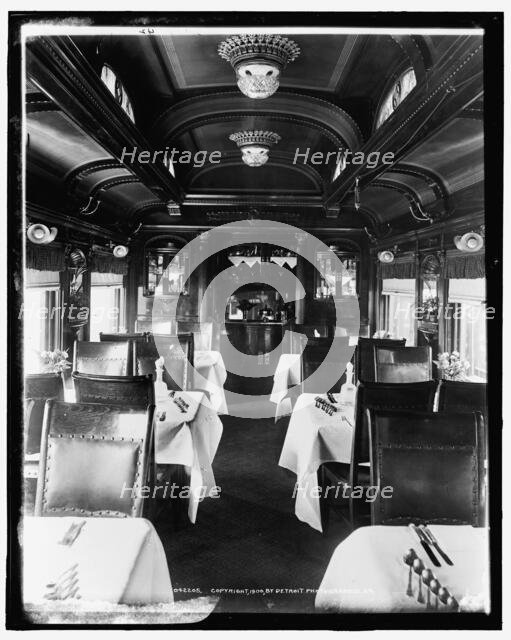 Car interiors, dining car, Chicago and Alton Railroad, c1900. Creator: Unknown.