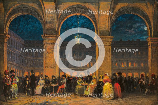 Caffè Florian on the Piazza San Marco, Venice, c1860-1870. Creator: Grubacs, Carlo (1801-1864).