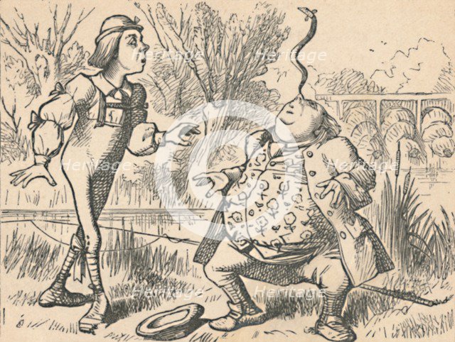 'The youth and his father, who is balancing a fish on his nose', 1889. Artist: John Tenniel.