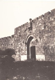 Jérusalem, Porte de David, Vue extérieure, 1854. Creator: Auguste Salzmann.