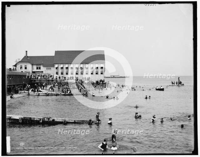 Bathers at Cottage City, Martha's Vineyard, between 1890 and 1901. Creator: Unknown.