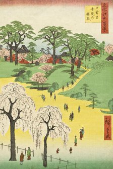 Temple Gardens, Nippori (Nippori jiin rinsen), 1857. Creator: Ando Hiroshige.