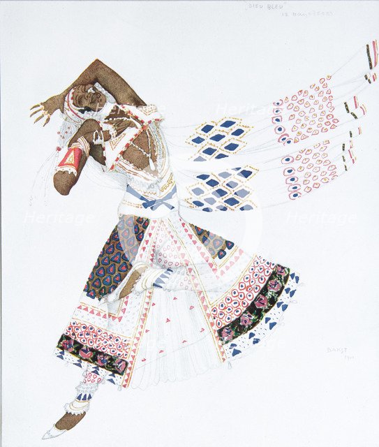 Costume design for the Ballet Blue God by R. Hahn, 1912. Artist: Bakst, Léon (1866-1924)