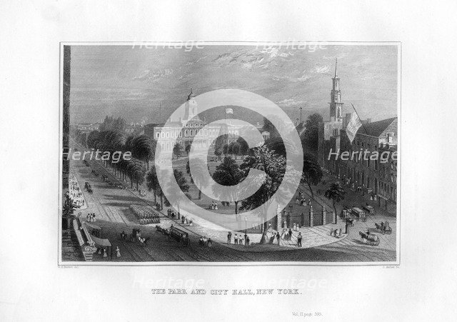 The Park and City Hall, New York, 1855.Artist: J Archer