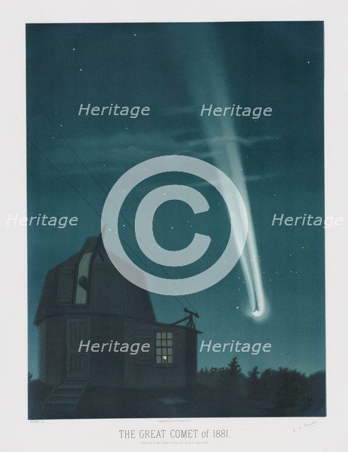 The Great Comet of 1881, observed on the Night of June 25-26, at 1h.30m AM, pub. 1881. Creator: Étienne Léopold Trouvelot (1827 ? 1895) .