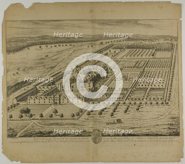 Knowle in the Parish of Sevenoaks in Kent, plate 24 from Britannia Illustrata, published 1707. Creator: Johannes Kip.