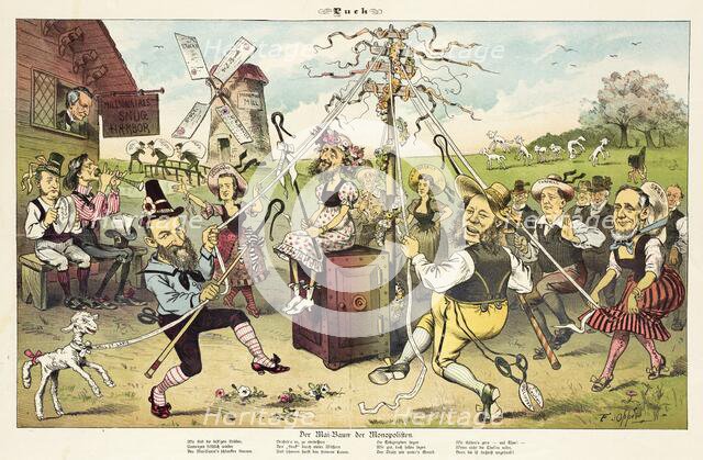 Cartoon from Puck, between 1880 and 1889. Creator: Frederick Burr Opper.