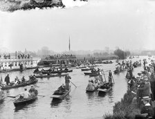 Pleasure, rowing boats and college barges on the River Thames, Oxfordshire, c1860-c1922. Artist: Henry Taunt