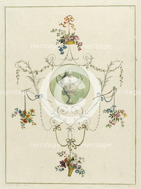 Decorative Floral Print, from A Collection of Flowers Drawn after Nature, 1793. Creator: John Edwards.