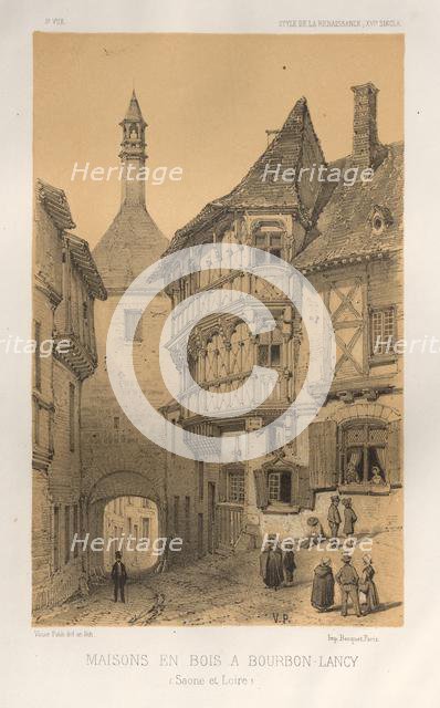 ...Pl. 5, Maison en Bois a Bourbon-Lancy (Saone Et Loire), 1860. Creator: Victor Petit (French, 1817-1874).