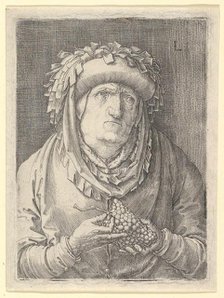 Old Woman With Grapes, ca. 1523. Creator: Lucas van Leyden.