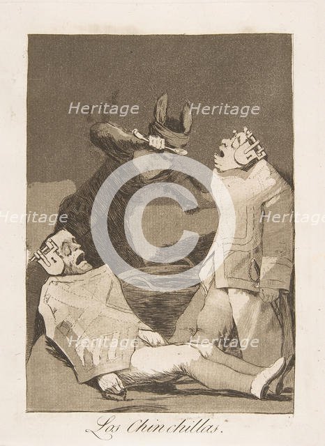 Plate 50 from 'Los Caprichos': The Chinchillas (Los Chinchillas.), 1799. Creator: Francisco Goya.