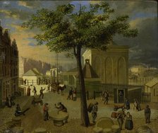 The Slijpsteenmarkt and Het Zeerecht, Amsterdam, 1825-1874.  Creator: Anon.