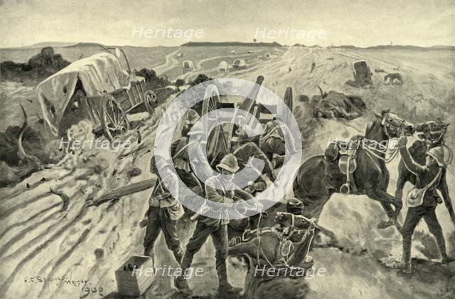 'The Débâcle: On the Track on a Fleeing Command', 1901. Creator: HC Seppings Wright.