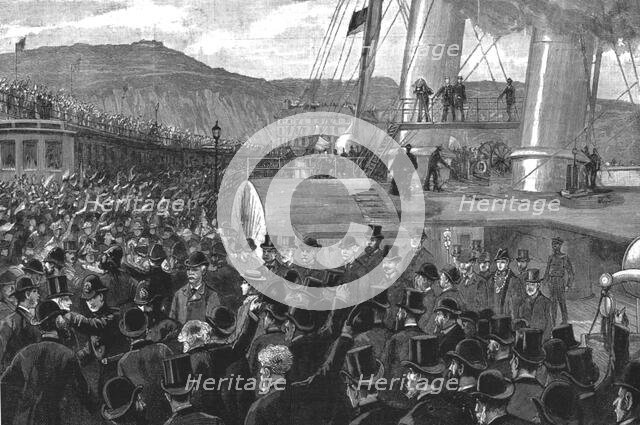 ''The Return of Mr. H.M. Stanley; Once more on English Soil-- Arrival of Staley at the Admiralty Pie Creator: Unknown.