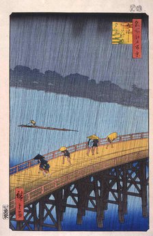 'Sudden Shower Over Shin-Ohashi Bridge and Ataker', after 1856.  Creator: Ando Hiroshige.