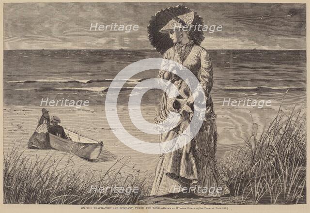 On the Beach - Two are Company, Three are None, published 1872. Creator: Winslow Homer.